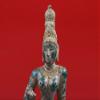 20" Seated Uma (Goddess Parvati) in Brass | Handmade | Made in India - Brass Sculpture - Color Mud Green Gold view 4