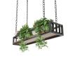 SOBS Industrial Style Black Iron Hanger Wood Shelf Flower Stand Plant Shelves Wall Hanging Decorative Rectangle Frame Ceiling Flower Pot Storage Rack Bar Hanging Basket, 7 Sizes (Size : 120x25x15cm) view 1