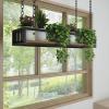 SOBS Industrial Style Black Iron Hanger Wood Shelf Flower Stand Plant Shelves Wall Hanging Decorative Rectangle Frame Ceiling Flower Pot Storage Rack Bar Hanging Basket, 7 Sizes (Size : 120x25x15cm) view 3