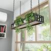 SOBS Industrial Style Black Iron Hanger Wood Shelf Flower Stand Plant Shelves Wall Hanging Decorative Rectangle Frame Ceiling Flower Pot Storage Rack Bar Hanging Basket, 7 Sizes (Size : 120x25x15cm) view 4