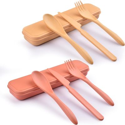 Zoyiancy 2 Sets Reusable Utensil Set with Case, Yellow Orange Cutlery Set
