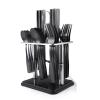 72 pcs Matte Black Stainless Steel Flatware Set, Mirror Polished Tableware Cutlery Set for 18, Knife Fork And Spoon For Home Restaurant, Dishwasher Safe (72pcs, Black) view 1