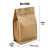 Kraft Paper Stand Up Coffee Bag/Flat Bottom Pouch with Air Release Valve and Reusable Side Zipper(50pcs, lb/8oz) view 2