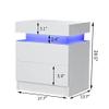 1 Pack LED Light Bedside Table Cabinet Nightstand With Drawer Home Bedroom - White High Gloss Finish view 2