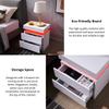 1 Pack LED Light Bedside Table Cabinet Nightstand With Drawer Home Bedroom - White High Gloss Finish view 4