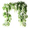 Eioflia Artificial Flowers Vine,Fake Wisteria Hanging Vine Flower Vine Garlands,1.8m Artificial Garden Screening Fence Hedge Screen Expanding Leaf Trellis -Artificial Hedges Panels Roll-White view 1