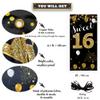 Sweet 16 Birthday Backdrop Door Banner, 16th Birthday Decorations for Girls Boys Black Gold, Sweet Sixteen Photo Booth Props, 16 Party Sign for Outdoor Indoor Supplies, Vicycaty view 2