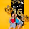 Sweet 16 Birthday Backdrop Door Banner, 16th Birthday Decorations for Girls Boys Black Gold, Sweet Sixteen Photo Booth Props, 16 Party Sign for Outdoor Indoor Supplies, Vicycaty view 3