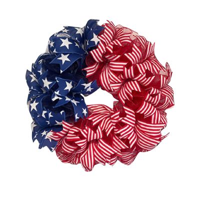 4th of July Independence Day Wreath,Patriotic Wreath for Front Door, Memorial Day Red White Blue Ribbon USA Flag Wreath Decor, Hanging Garland for Home Wall Porch Holiday Decor Supplies (11.8''-004)