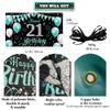 21st Birthday Decorations Backdrop Banner, Teal Silver Happy 21st Birthday Decorations for Her, Turquoise 21 Birthday Party Photo Backdrop Decor Supplies for Women, Fabric 6.1ft x 3.6ft Vicycaty view 2