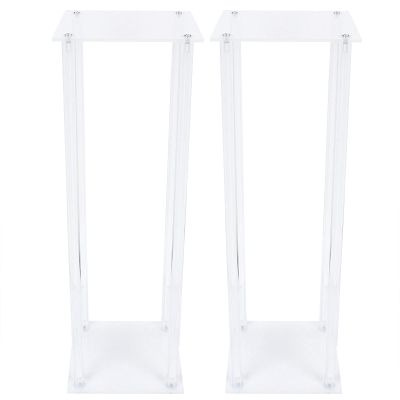 YIYIBYUS Acrylic Flower Stand, 2 Pack Wedding Flower Stand Floor Vase Column Flower Stand Flower Stand Background Party (7.87 * 7.87 * 23.62 inch)
