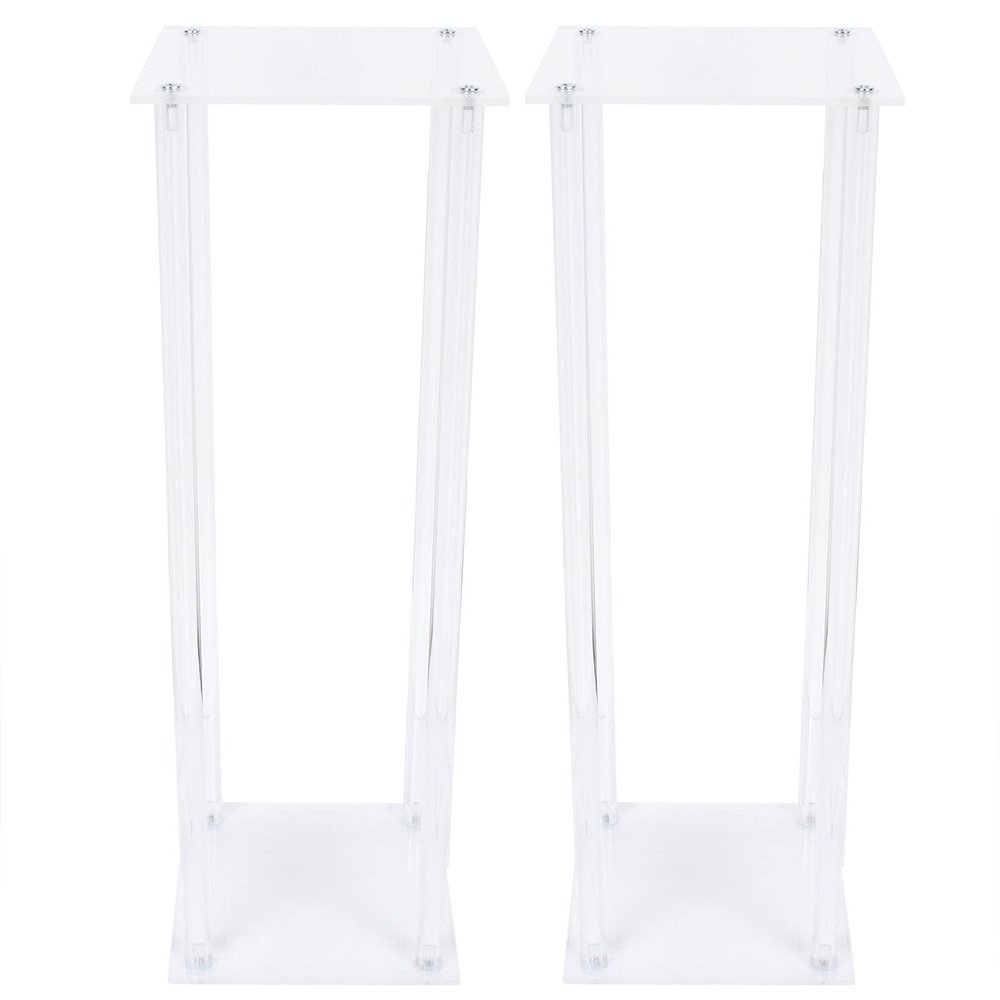 YIYIBYUS Acrylic Flower Stand, 2 Pack Wedding Flower Stand Floor Vase Column Flower Stand Flower Stand Background Party (7.87 * 7.87 * 23.62 inch)