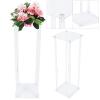 YIYIBYUS Acrylic Flower Stand, 2 Pack Wedding Flower Stand Floor Vase Column Flower Stand Flower Stand Background Party (7.87 * 7.87 * 23.62 inch) view 3