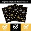 96 Pcs 40th Birthday Plates and Napkins Party Supplies Black Gold Happy Forty Theme Tableware Set 40th Birthday Decorations Favors for Men and Women Serves 24 view 3