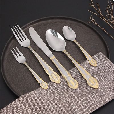 20 Piece Silverware Set for 4, Stainless Steel Flatware Dinner Fork Set, Retro Royal Palace Tableware Eating Utensil Set, Dinnerware Set for Family Gatherings & Daily Use Dishwasher Safe