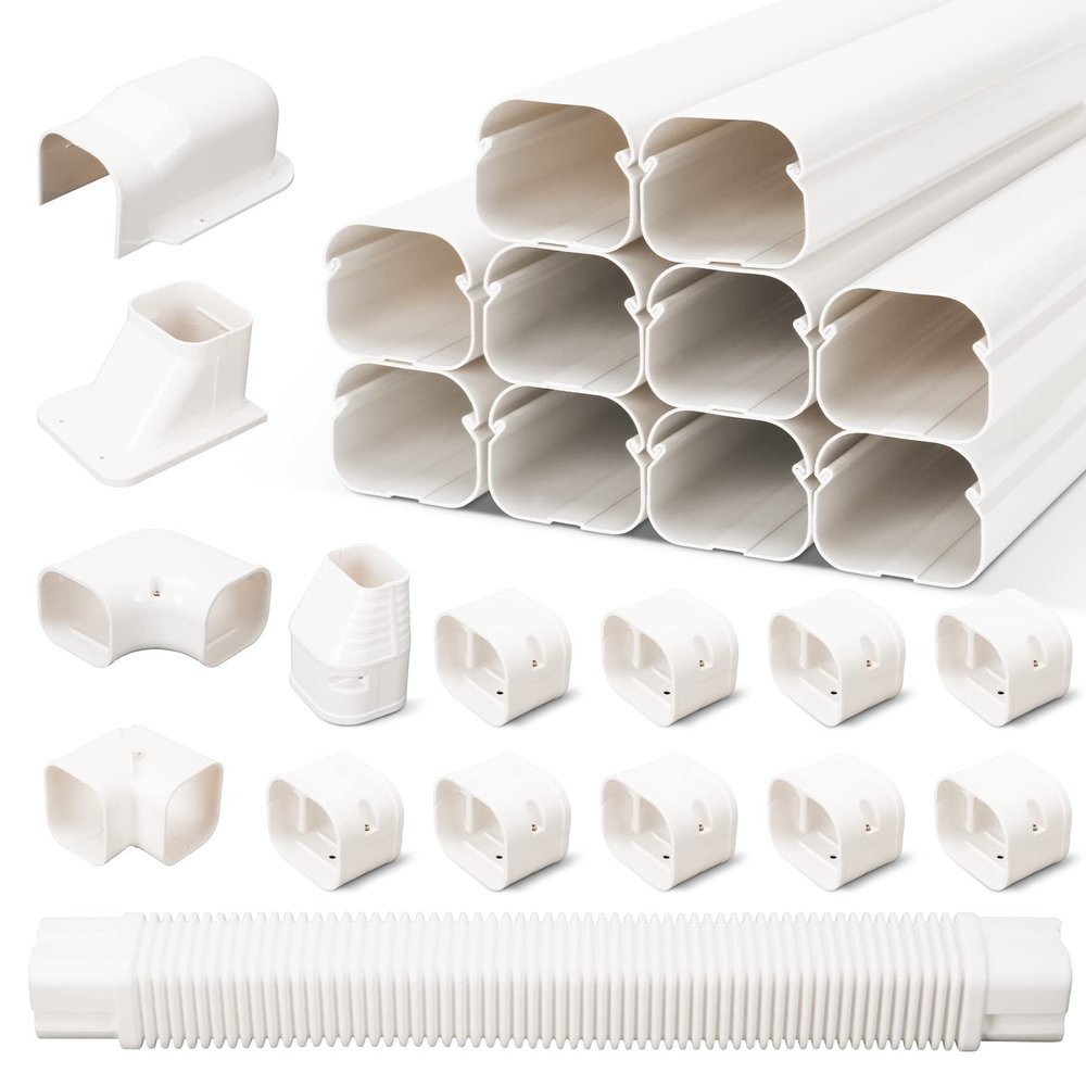 BEWAVE Mini Split Line Set Cover Kit, Decorative PVC Line Cover Kit for Mini Split Air Conditioners and Heat Pumps 3" Wx16.1' L