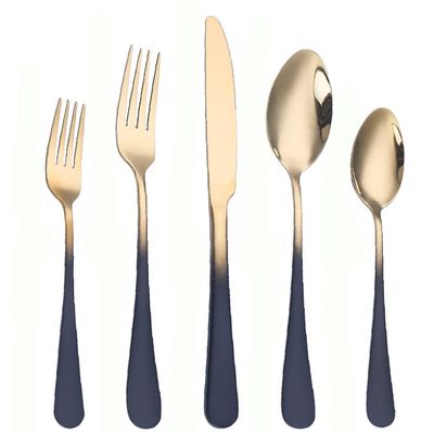 Black Silverware Set for 4 Flatware Cutlery Set Unique Gradient Modern Style 20-piece Stainless Steel Flatware Set Dinner Fork, Great for Family Gatherings & Daily Use, Dishwasher Safe