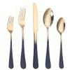 Black Silverware Set for 4 Flatware Cutlery Set Unique Gradient Modern Style 20-piece Stainless Steel Flatware Set Dinner Fork, Great for Family Gatherings & Daily Use, Dishwasher Safe view 1