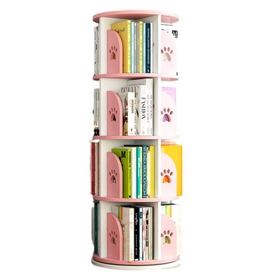Environmental MDF Bookcase,Modern Contemporary 360Rotating Storage Display Floor Standing Shelves Shelving Unit (Color : Pink, Size : 40 * 143cm)