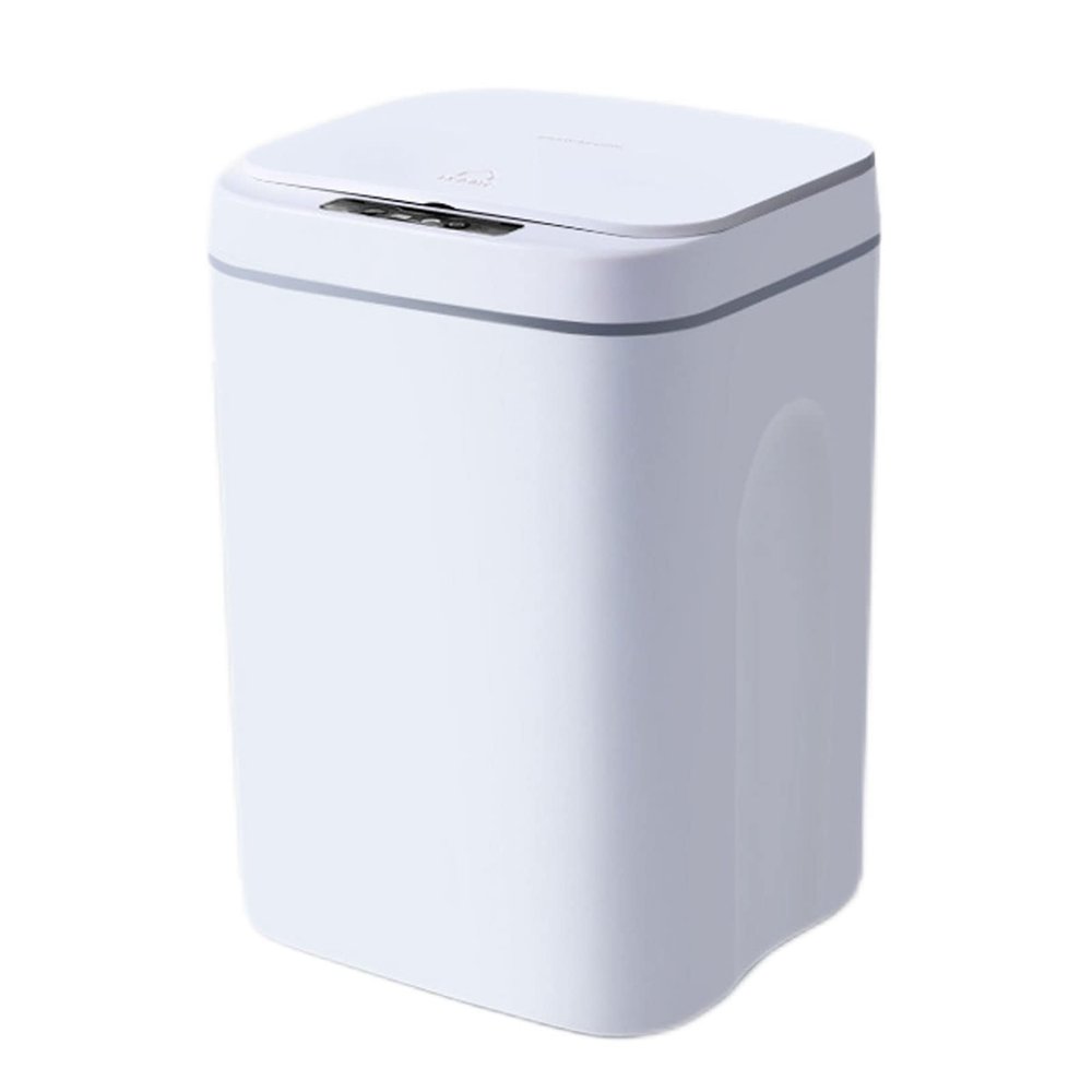 DWLOMHE Bathroom Trash Can, Automatic Induction Trash, LED Light/Induction Cover Opening/one Key Normally Open/Vibration Induction, for Bathroom, Bedroom, or Home Office
