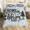 Farmhouse Rustic Camping Comforter Cover,Funny Home Where We Park It Duvet Cover for Girls Teens Decorative Bedroom,Explore Camper Gifts RV Life Polyester Quilt Cover with 2 Pillowcases, Full Size view 1