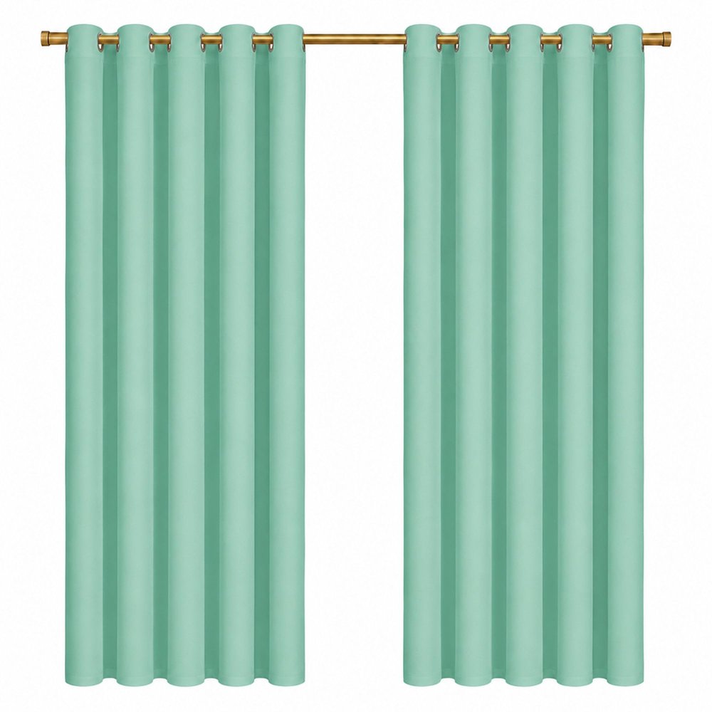 KEMCO Blackout Curtains Room Darkening Thermal Insulated Blackout Grommet Window Curtain for Living Room, Bunglow (2 Panels, Aqua,72 Inch by 84 Inch)