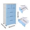 6 Drawer Dresser Tall Plastic Drawer Dresser Vertical Dresser Storage Tower Storage Cabinet Closet Chest Drawers Organizer for Bedroom, Living Room, Entryway, Closets Easy Pull W/Wheels (Blue) view 3