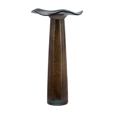A&B Home Cylindrical Brown Flower Vase - Slim Glass Flower Vase, Tabletop Home Dcor, Bedroom Living Room Entryway Console Table Accent Piece, 11" x 11" x 20"
