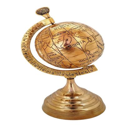 Antique Globe Shinny Brass Decor Home Office Table Decor Unique Reproduction Globe Gifts Boss Love Everyone Mini World Globe - Modern Map in Antique BY MUSKAN NAUTICAL STORE
