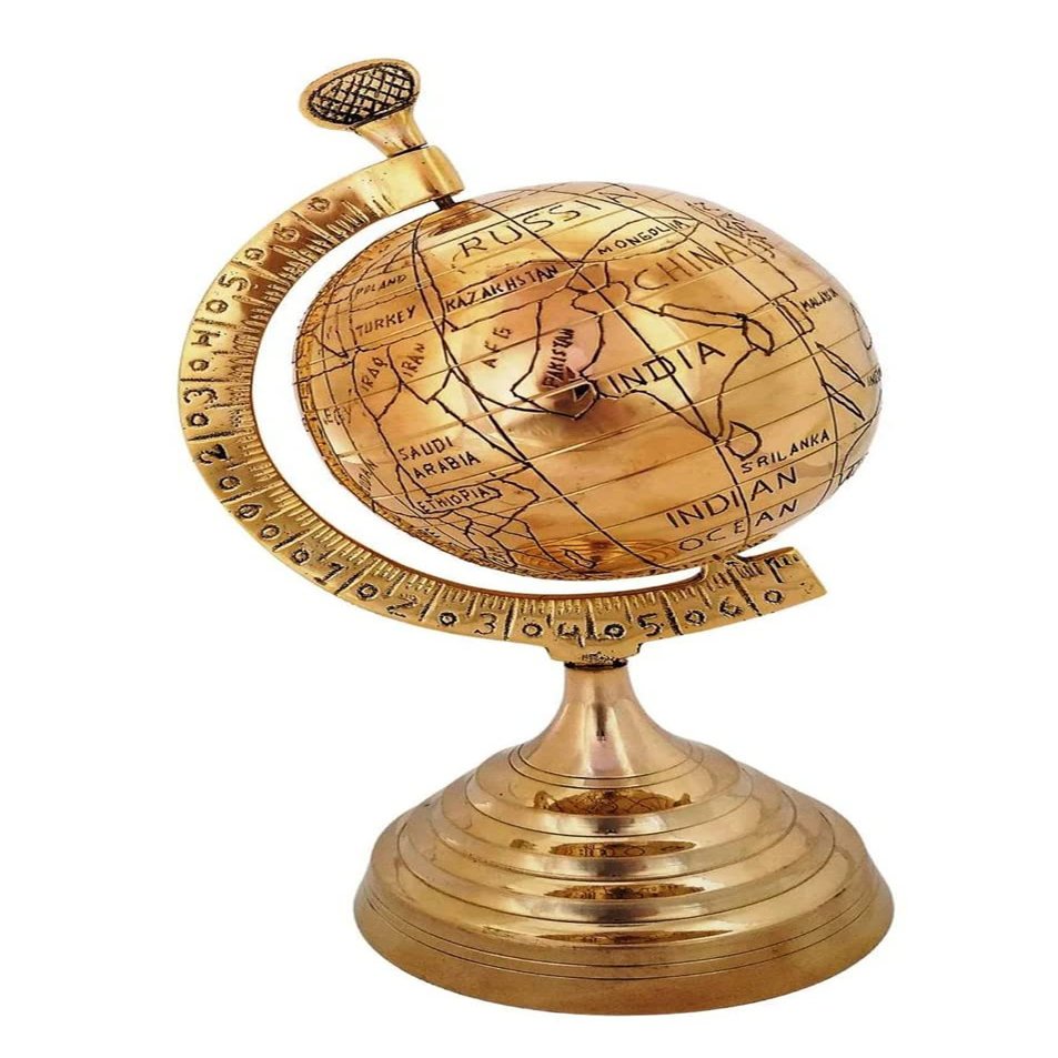Antique Globe Shinny Brass Decor Home Office Table Decor Unique Reproduction Globe Gifts Boss Love Everyone Mini World Globe - Modern Map in Antique BY MUSKAN NAUTICAL STORE