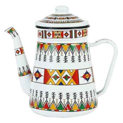 1.2L Enamel Coffee Pot Pour Over Milk Water Jug Pitcher Barista Teapot Kettle for Gas Stove and Induction Cooker