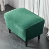 2pcs Velvet Stretch Ottoman Slipcover, Plush Rectangle Footrest Cover Soft Foot Stool Slipcover Storage Stool Furniture Protector Cover with Elastic Bottom (Green) view 1