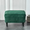 2pcs Velvet Stretch Ottoman Slipcover, Plush Rectangle Footrest Cover Soft Foot Stool Slipcover Storage Stool Furniture Protector Cover with Elastic Bottom (Green) view 2