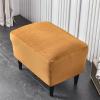2pcs Velvet Stretch Ottoman Slipcover, Plush Rectangle Footrest Cover Soft Foot Stool Slipcover Storage Stool Furniture Protector Cover with Elastic Bottom(Camel) view 1