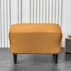 2pcs Velvet Stretch Ottoman Slipcover, Plush Rectangle Footrest Cover Soft Foot Stool Slipcover Storage Stool Furniture Protector Cover with Elastic Bottom(Camel) view 2