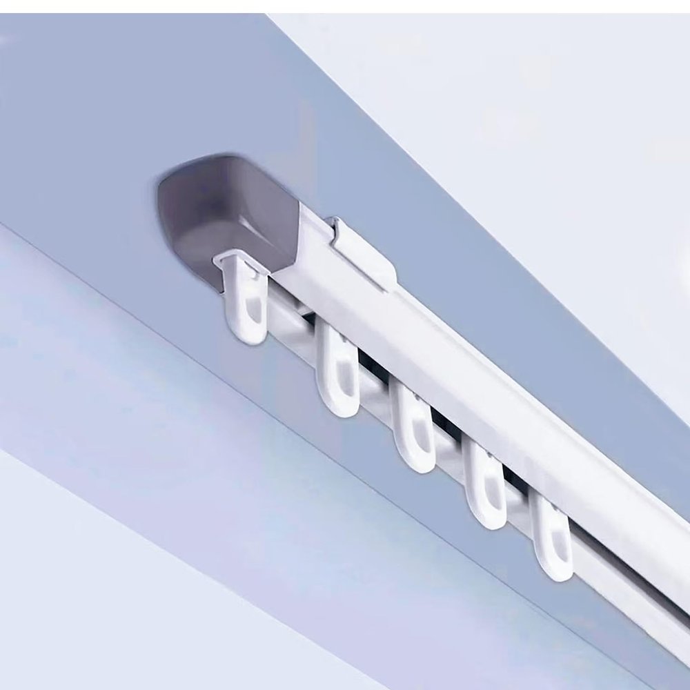 TIPIACE Ceiling Mounting Telescopic Curtain Track Measurement-Free Curtain Rail Suitable for Office, Living Room and Room Divider(white -Suitable window size68.9 to 129.9 or 5.74ft to 10.8ft)