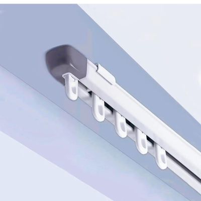 tipiace Ceiling Mounting Telescopic Curtain Track Measurement-Free Curtain Rail Suitable for Office, Living Room and Room Divider(white -Suitable window size51.1 to 94.4 or 4.26ft to 7.87ft))