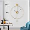 SHISEDECO Classical Large Modern Round Minimalist Wall Clock with Swing Pendulum, Non-Ticking Silent Metal Decorative Creative Art Clocks for Home, Living Room, Bedroom, Study, Office (24", Gold) view 2
