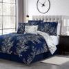 Spirit Linen - Twin Bed in a Bag, 5-Piece Oversized Reversible Bedding with Matching Sham & Bed Skirt, Elegant Home Decor for All Season (Foliage Navy/Ivory, Twin/Twin XL) view 1