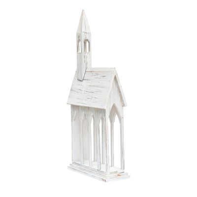 GALLERIE II 24" x 12" Church Spiritual Card Holder Rustic Wood Distressed Table Home Decor Decoration for Festive Christmas Xmas Holiday Everyday Cream