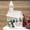 GALLERIE II 24" x 12" Church Spiritual Card Holder Rustic Wood Distressed Table Home Decor Decoration for Festive Christmas Xmas Holiday Everyday Cream view 4