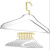 Clear Acrylic Clothes Hangers - 10 Pack Stylish and Heavy Duty Closet Organizer with Chrome Plated Steel Hooks - Non-Slip Notches for Suit Jacket, Sweater - by Designstyles (Gold Pants Bar) view 1