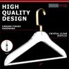 Clear Acrylic Clothes Hangers - 10 Pack Stylish and Heavy Duty Closet Organizer with Chrome Plated Steel Hooks - Non-Slip Notches for Suit Jacket, Sweater - by Designstyles (Gold Pants Bar) view 3