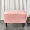 2pcs Velvet Stretch Ottoman Slipcover, Plush Rectangle Footrest Cover Soft Foot Stool Slipcover Storage Stool Furniture Protector Cover with Elastic Bottom (Pink) view 2
