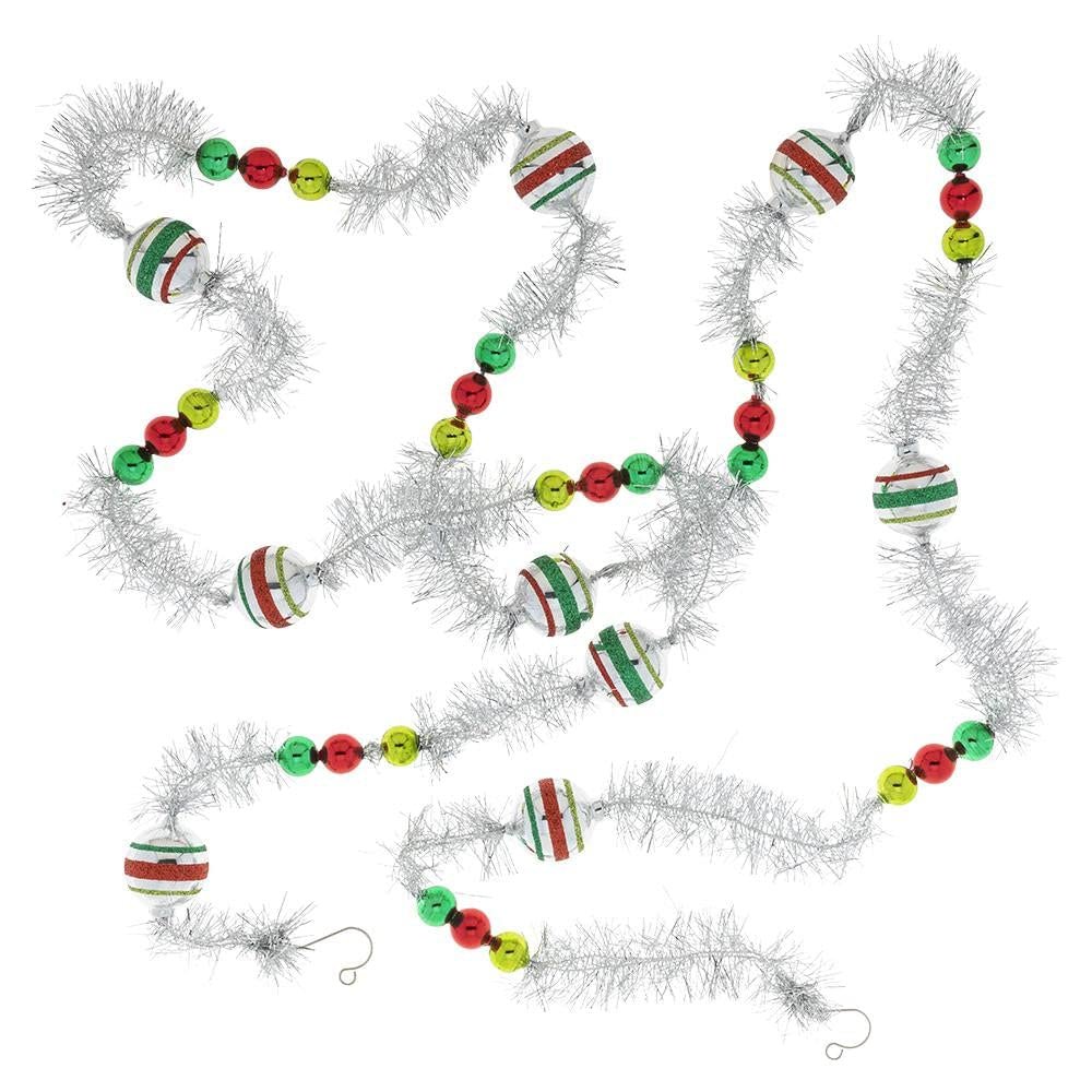 Christopher Radko Multi Color Tinsel Garland, 7' / 84 Inches, Irregular Shape