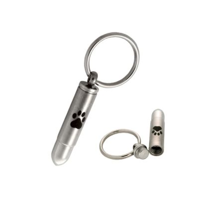 LiHiFG Dog/Cat Paw Prints Cremation Keychains for Pet Keepsake Jewelry 316L Stainless Steel Cylinder Key Chain for Ashes