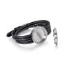 LiHiFG Black Color Genuine Leather Watch Band Bracelet Stainless Steel Essential Oil Diffuser Bracelet Aromatherapy Bracelet Jewelry view 3