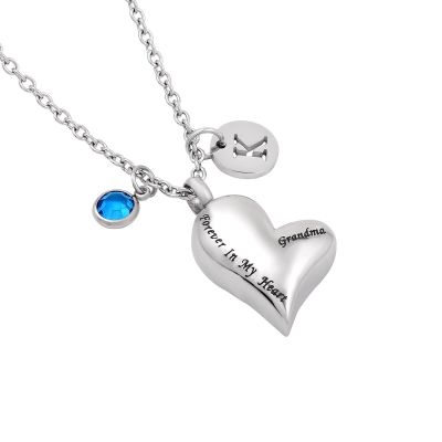 LiHiFG Eternal Memory for Grandma Stainless Steel Keepsake Jewelry Cremation Pendant Necklace for Ashes - Flower in My Heart