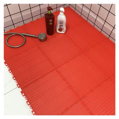 JSSSM Shower Non-Slip Mat with Drain Hole Balcony Interlocking Floor Mat14mm School Splicing Suspended Floor for Bathrooms Corridors (Color : Red, Size : 30x30x1.4cm-6pcs)