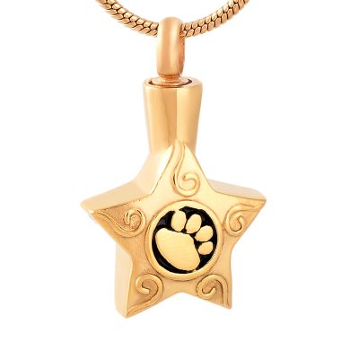 LiHiFG Loss of Pet Cremation Necklace to Put Ashes Dog Paw Print & Star Stainless Steel Memorial Urn Pendant Keepsake Jewelry